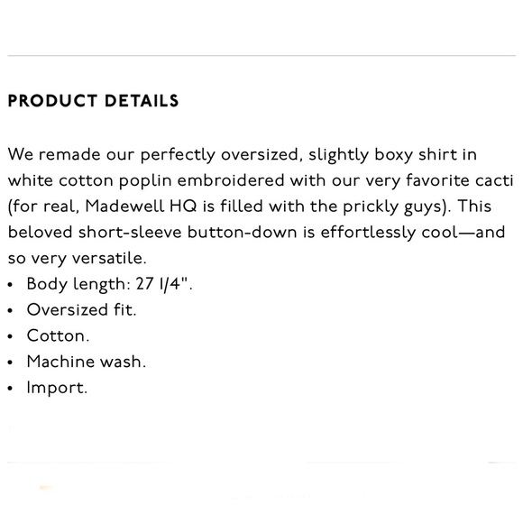 Madewell Cactus Embroidered Courier Shirt XS - Picture 5 of 7